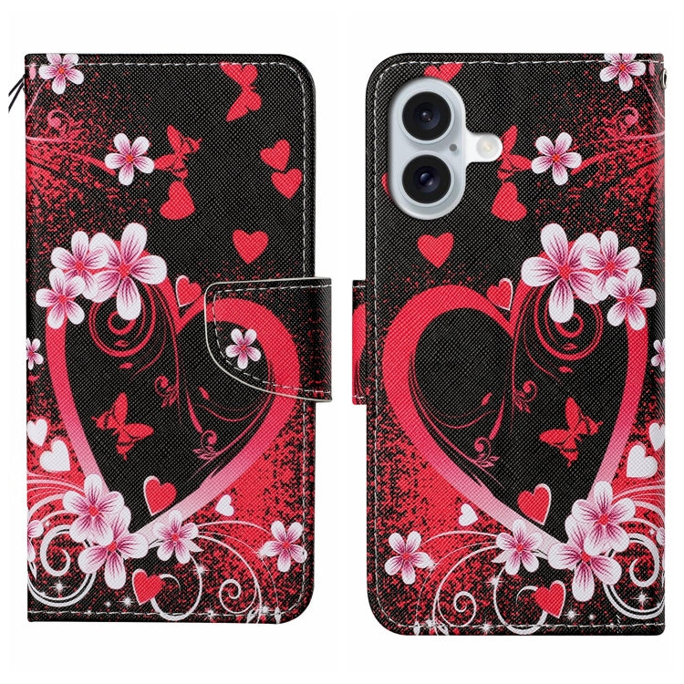 3D Colored Drawing Flip Leather Phone Case, For iPhone 16 Pro Max, For iPhone 16 Pro�������������...