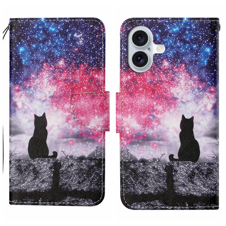 3D Colored Drawing Flip Leather Phone Case, For iPhone 16 Pro Max, For iPhone 16 Pro�������������...
