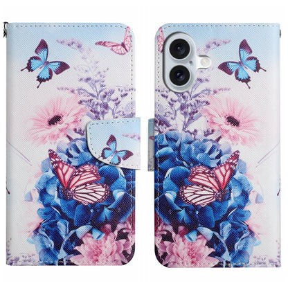 3D Colored Drawing Flip Leather Phone Case, For iPhone 16 Pro Max, For iPhone 16 Pro�������������...