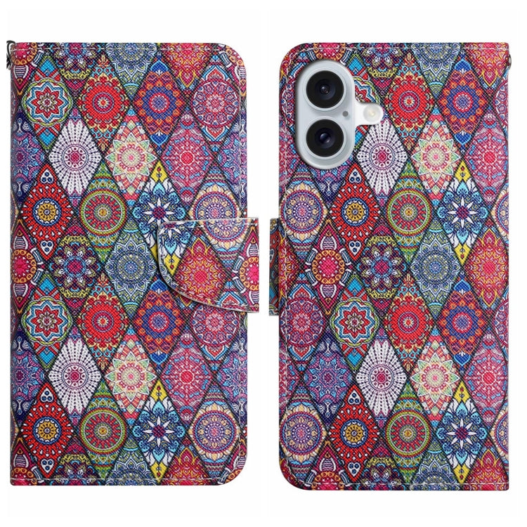 3D Colored Drawing Flip Leather Phone Case, For iPhone 16 Pro Max, For iPhone 16 Pro�������������...