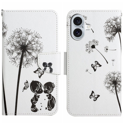 3D Colored Drawing Flip Leather Phone Case, For iPhone 16 Pro Max, For iPhone 16 Pro�������������...
