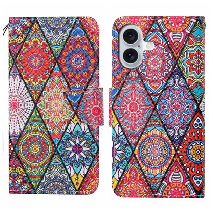 3D Colored Drawing Flip Leather Phone Case, For iPhone 16 Pro Max, For iPhone 16 Pro�������������...