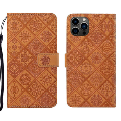 Ethnic Style Embossed Pattern Leather Phone Case, For iPhone 16e, For iPhone 16 Pro Max����������...