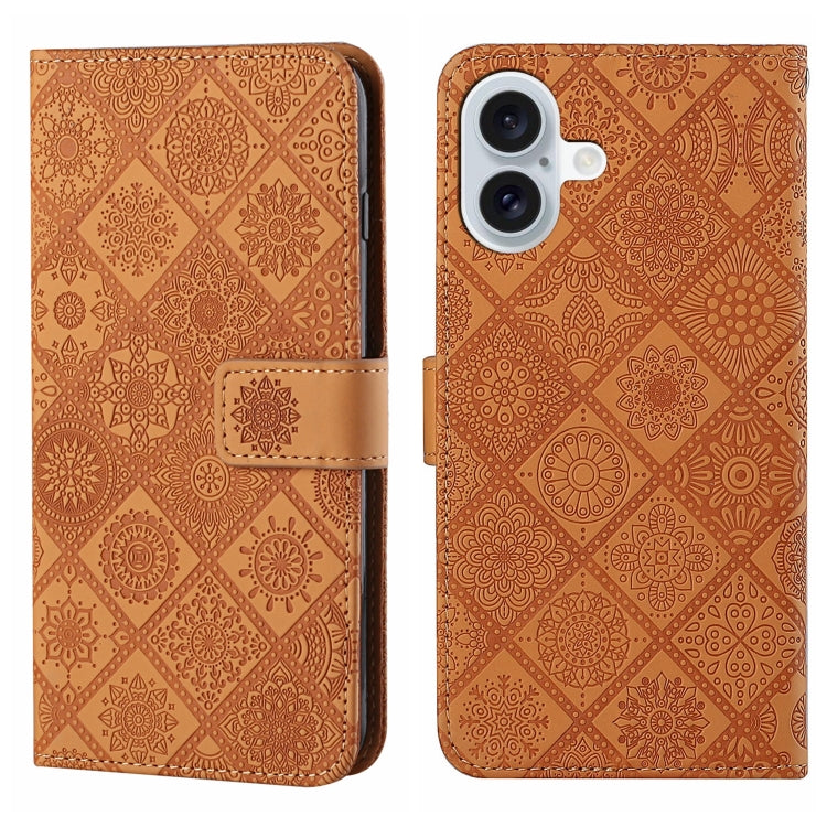 Ethnic Style Embossed Pattern Leather Phone Case, For iPhone 16e, For iPhone 16 Pro Max����������...