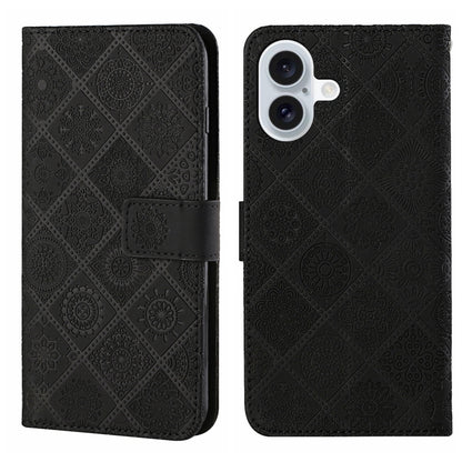 Ethnic Style Embossed Pattern Leather Phone Case, For iPhone 16e, For iPhone 16 Pro Max����������...