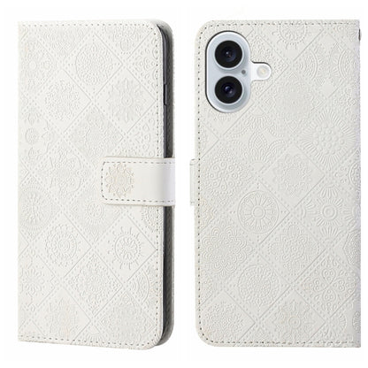 Ethnic Style Embossed Pattern Leather Phone Case, For iPhone 16e, For iPhone 16 Pro Max����������...