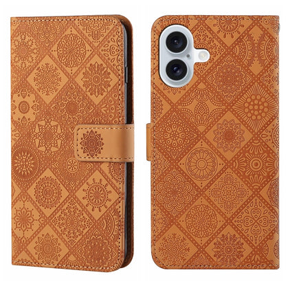 Ethnic Style Embossed Pattern Leather Phone Case, For iPhone 16e, For iPhone 16 Pro Max����������...
