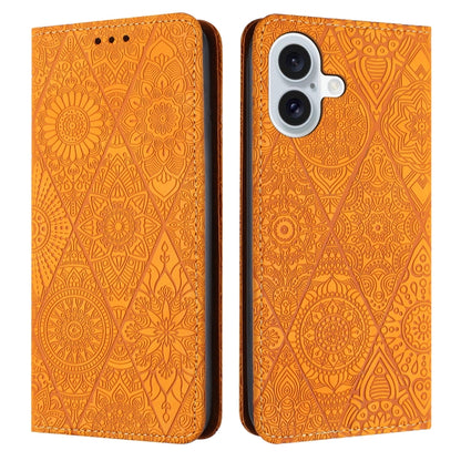 Ethnic Embossed Adsorption Leather Phone Case, For iPhone 16e, For iPhone 16 Pro Max�������������...