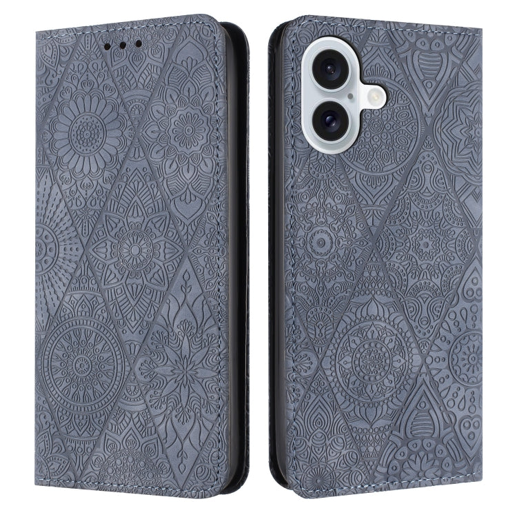 Ethnic Embossed Adsorption Leather Phone Case, For iPhone 16e, For iPhone 16 Pro Max�������������...