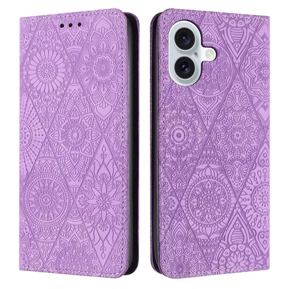 Ethnic Embossed Adsorption Leather Phone Case, For iPhone 16e, For iPhone 16 Pro Max�������������...