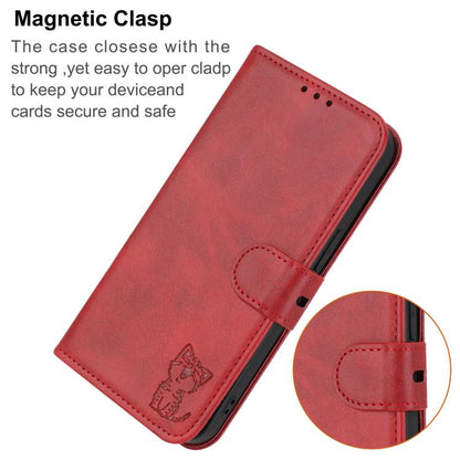 Embossed Happy Cat Pattern Flip Leather Phone Case