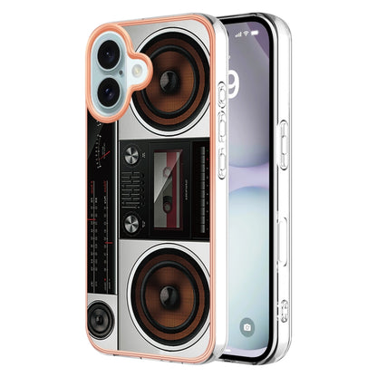 Electroplating Marble Dual-side IMD Phone Case, For iPhone 16 Pro Max, For iPhone 16 Pro���������...