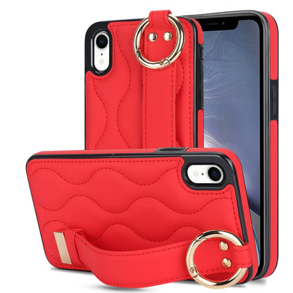 Non-slip Full Coverage Ring PU Phone Case with Wristband, For iPhone 12 Pro / 12�����������������...