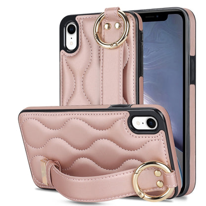 Non-slip Full Coverage Ring PU Phone Case with Wristband, For iPhone 12 Pro / 12�����������������...