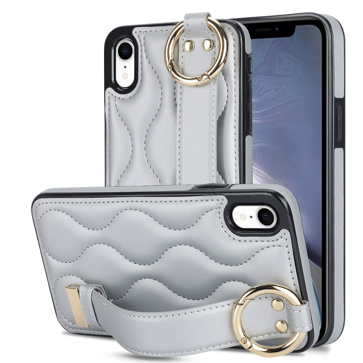Non-slip Full Coverage Ring PU Phone Case with Wristband, For iPhone 12 Pro / 12�����������������...