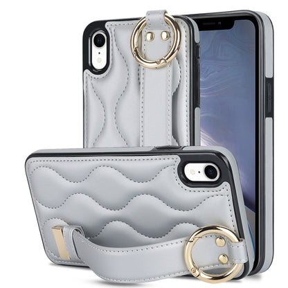 Non-slip Full Coverage Ring PU Phone Case with Wristband, For iPhone 12 Pro / 12�����������������...