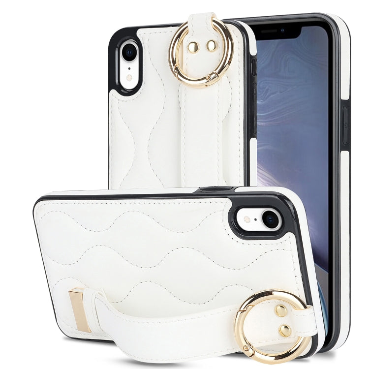 Non-slip Full Coverage Ring PU Phone Case with Wristband, For iPhone 12 Pro / 12�����������������...