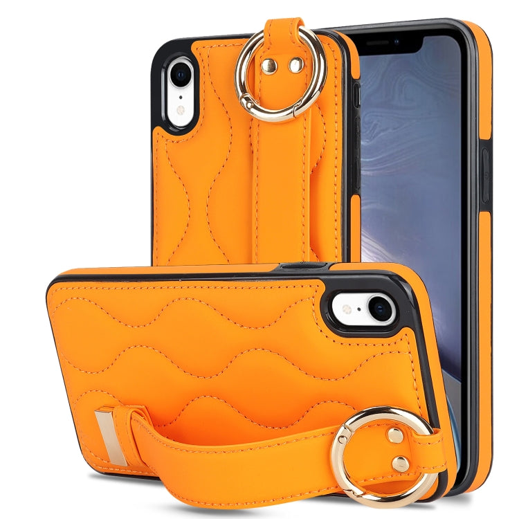 Non-slip Full Coverage Ring PU Phone Case with Wristband, For iPhone 12 Pro / 12�����������������...