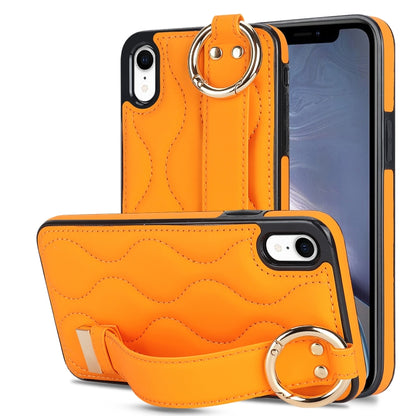 Non-slip Full Coverage Ring PU Phone Case with Wristband, For iPhone 12 Pro / 12�����������������...