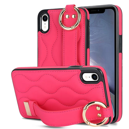 Non-slip Full Coverage Ring PU Phone Case with Wristband, For iPhone 12 Pro / 12�����������������...