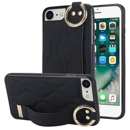 Non-slip Full Coverage Ring PU Phone Case with Wristband, For iPhone 12 Pro / 12�����������������...