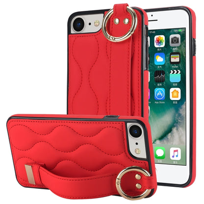 Non-slip Full Coverage Ring PU Phone Case with Wristband, For iPhone 12 Pro / 12�����������������...