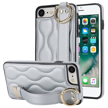 Non-slip Full Coverage Ring PU Phone Case with Wristband, For iPhone 12 Pro / 12�����������������...