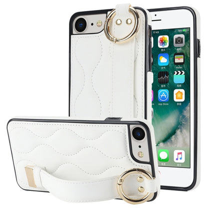 Non-slip Full Coverage Ring PU Phone Case with Wristband, For iPhone 12 Pro / 12�����������������...