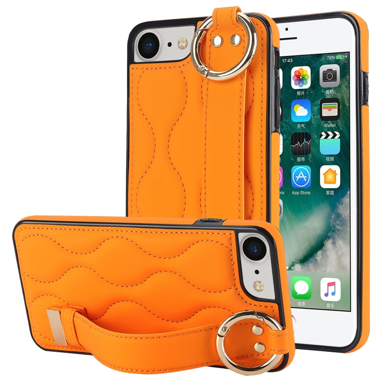 Non-slip Full Coverage Ring PU Phone Case with Wristband, For iPhone 12 Pro / 12�����������������...