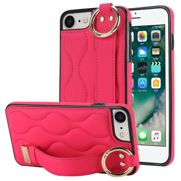 Non-slip Full Coverage Ring PU Phone Case with Wristband, For iPhone 12 Pro / 12�����������������...