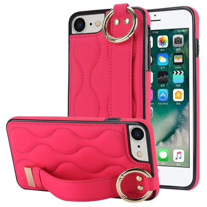 Non-slip Full Coverage Ring PU Phone Case with Wristband, For iPhone 12 Pro / 12�����������������...