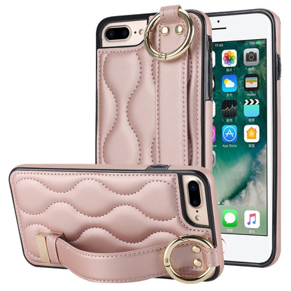 Non-slip Full Coverage Ring PU Phone Case with Wristband, For iPhone 12 Pro / 12�����������������...