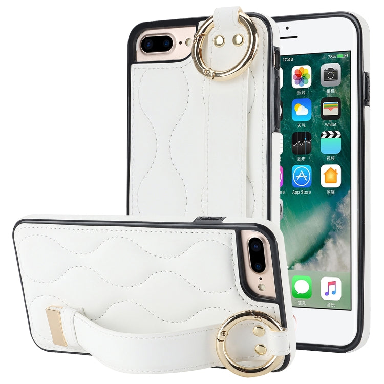 Non-slip Full Coverage Ring PU Phone Case with Wristband, For iPhone 12 Pro / 12�����������������...