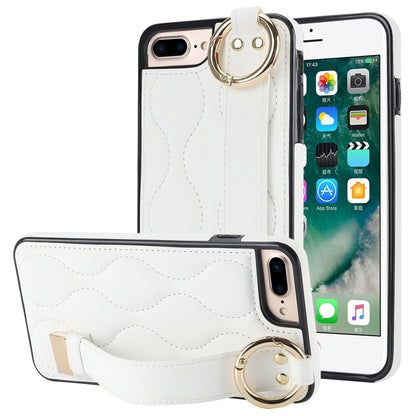 Non-slip Full Coverage Ring PU Phone Case with Wristband, For iPhone 12 Pro / 12�����������������...