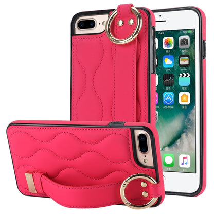 Non-slip Full Coverage Ring PU Phone Case with Wristband, For iPhone 12 Pro / 12�����������������...