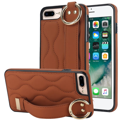 Non-slip Full Coverage Ring PU Phone Case with Wristband, For iPhone 12 Pro / 12�����������������...