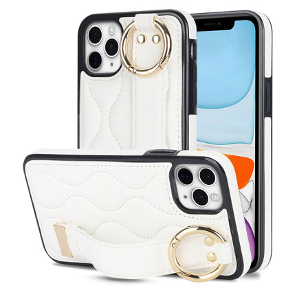 Non-slip Full Coverage Ring PU Phone Case with Wristband, For iPhone 12 Pro / 12�����������������...