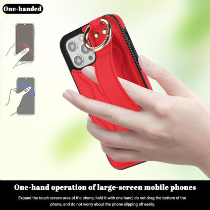 Non-slip Full Coverage Ring PU Phone Case with Wristband, For iPhone 12 Pro / 12�����������������...