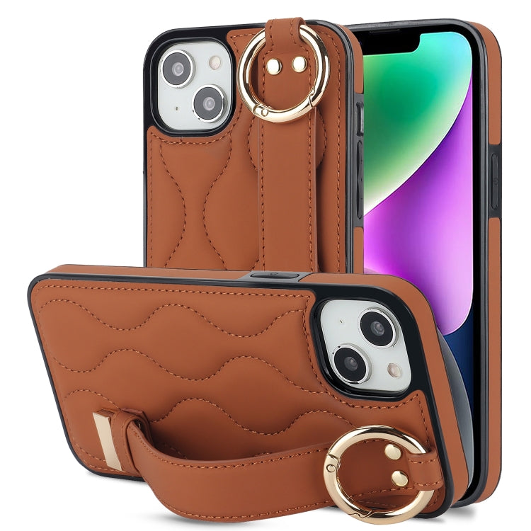 Non-slip Full Coverage Ring PU Phone Case with Wristband, For iPhone 16 Pro Max, For iPhone 16 Pr...