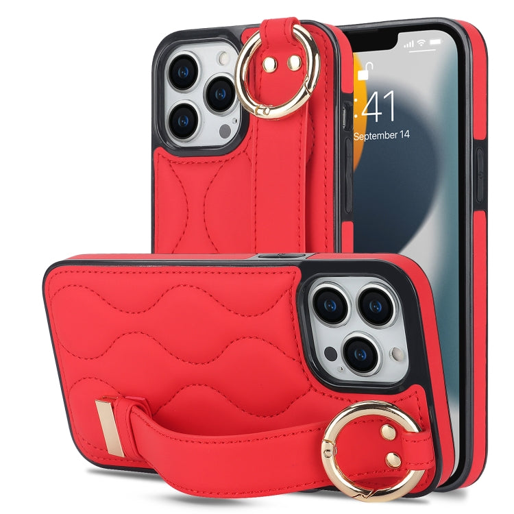 Non-slip Full Coverage Ring PU Phone Case with Wristband, For iPhone 16 Pro Max, For iPhone 16 Pr...