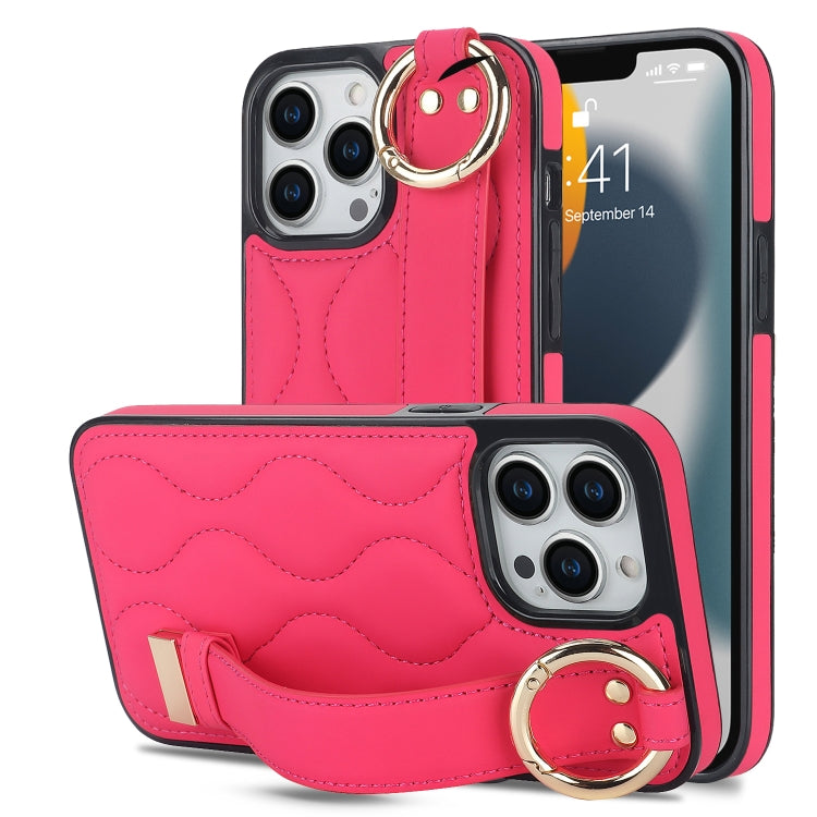 Non-slip Full Coverage Ring PU Phone Case with Wristband, For iPhone 16 Pro Max, For iPhone 16 Pr...