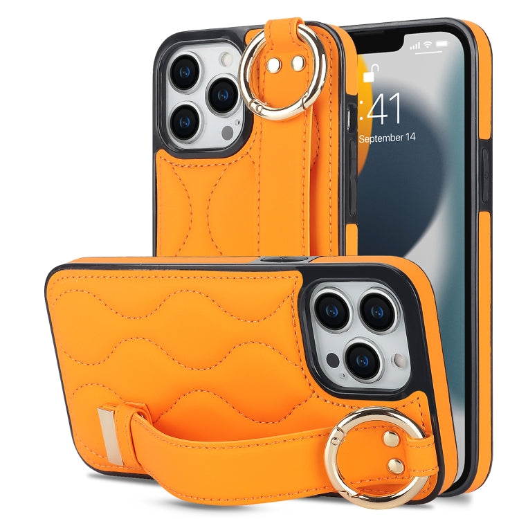 Non-slip Full Coverage Ring PU Phone Case with Wristband, For iPhone 16 Pro Max, For iPhone 16 Pr...