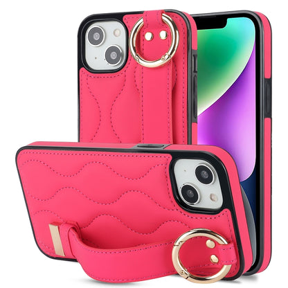 Non-slip Full Coverage Ring PU Phone Case with Wristband, For iPhone 16 Pro Max, For iPhone 16 Pr...