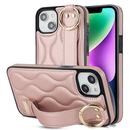 Non-slip Full Coverage Ring PU Phone Case with Wristband, For iPhone 16 Pro Max, For iPhone 16 Pr...