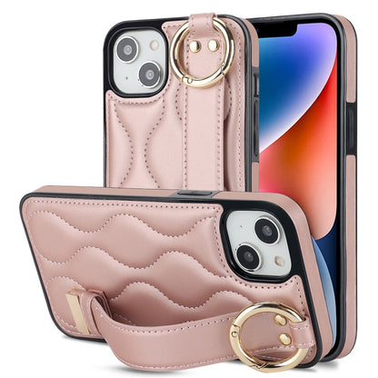 Non-slip Full Coverage Ring PU Phone Case with Wristband, For iPhone 16 Pro Max, For iPhone 16 Pr...