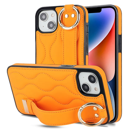 Non-slip Full Coverage Ring PU Phone Case with Wristband, For iPhone 16 Pro Max, For iPhone 16 Pr...