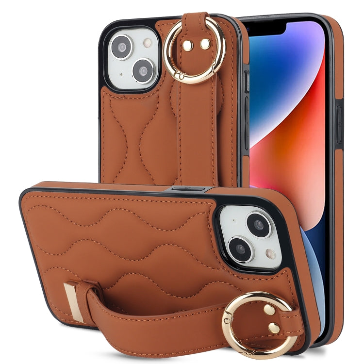 Non-slip Full Coverage Ring PU Phone Case with Wristband, For iPhone 16 Pro Max, For iPhone 16 Pr...
