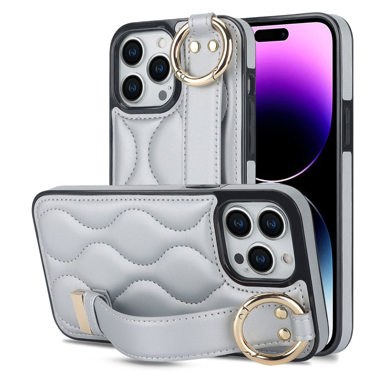 Non-slip Full Coverage Ring PU Phone Case with Wristband, For iPhone 16 Pro Max, For iPhone 16 Pr...