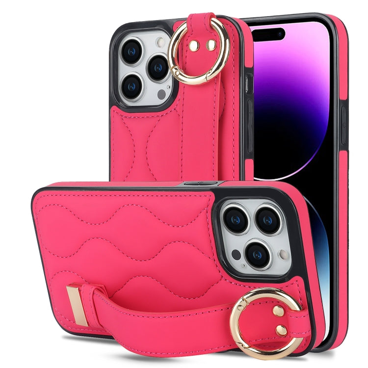 Non-slip Full Coverage Ring PU Phone Case with Wristband, For iPhone 16 Pro Max, For iPhone 16 Pr...