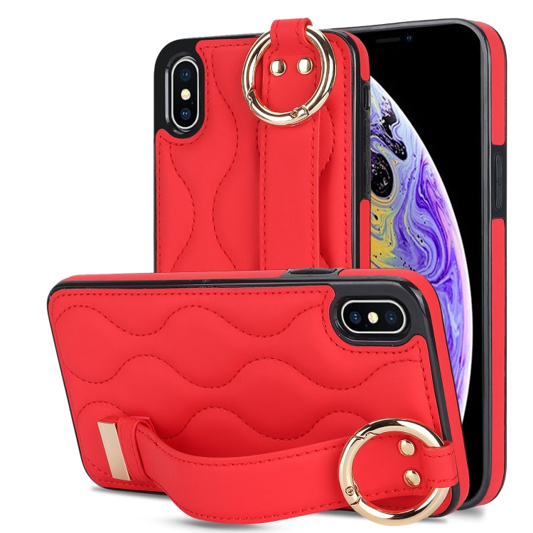 Non-slip Full Coverage Ring PU Phone Case with Wristband, For iPhone 12 Pro / 12�����������������...